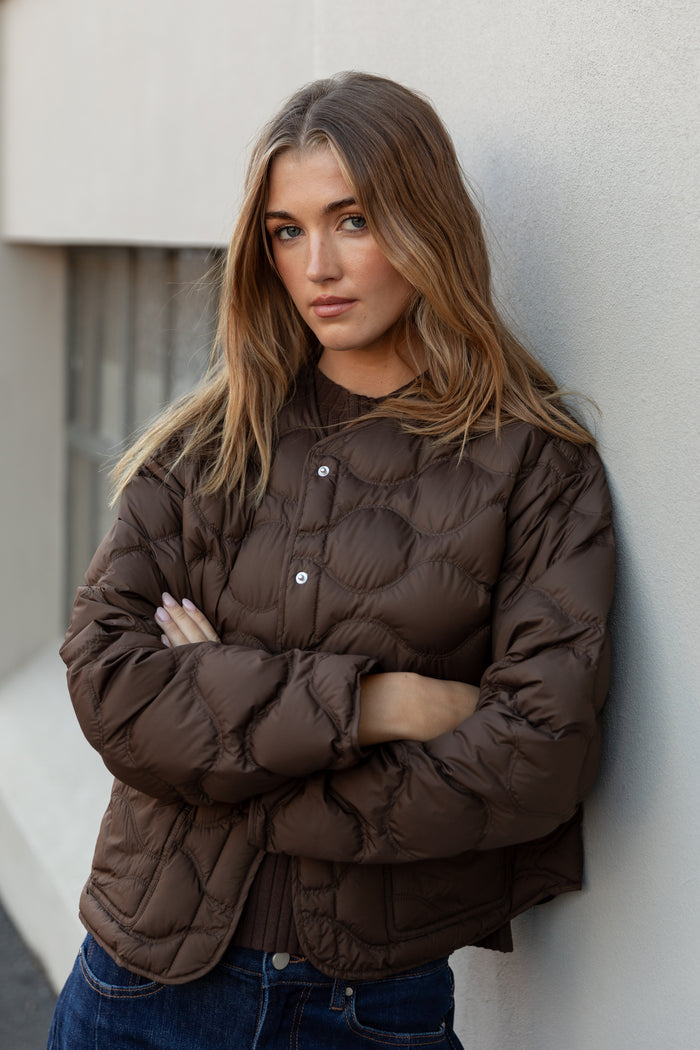 Premium Chocolate Down Filled Quilted Puffer Jacket