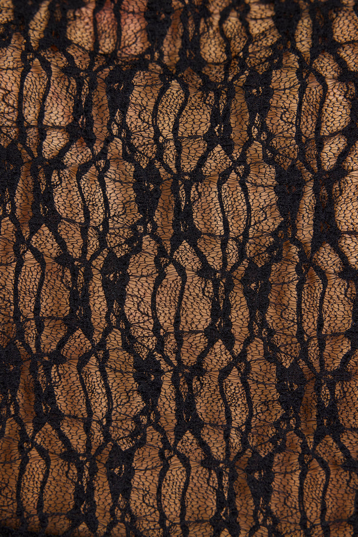 Close up of black lace fabric.