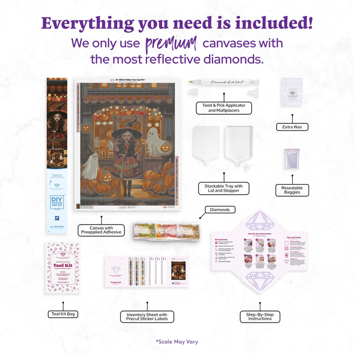 Diamond Painting Pumpkin Cafe 25.6" x 33.1" (65cm x 83.9cm) / Square With 51 Colors Including 2 ABs and 1 Frosted Diamond and 3 Fairy Dust Diamonds / 87,957