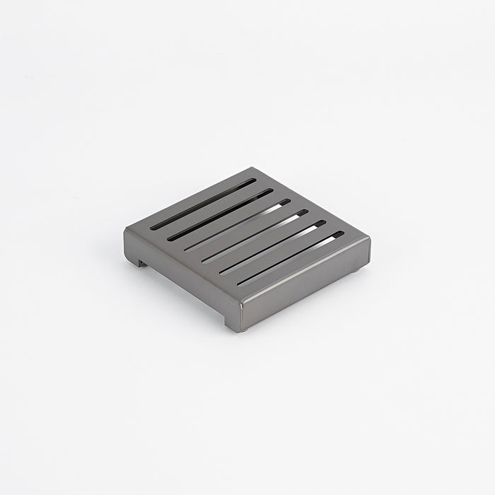 Angle Radiant Square Slotted Floor Grate (Gun Metal Grey) 100mm x 100mm (74mm Outlet) 316-GMG-SGS-100-74 - The Blue Space