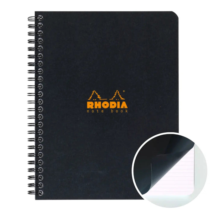 Rhodia wirebound lined notebook A5+ with black cover