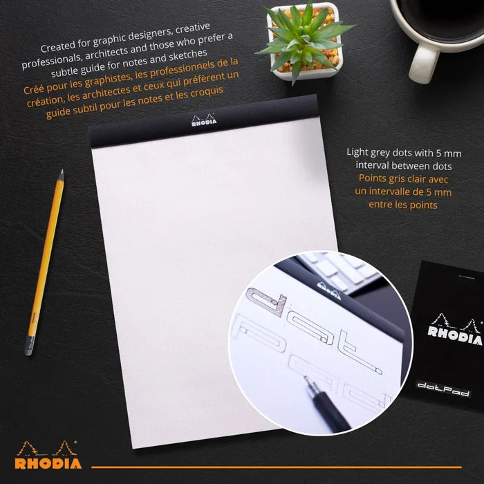 Rhodia No.19 Staplebound Dot Grid Pad 8"x12" - Black