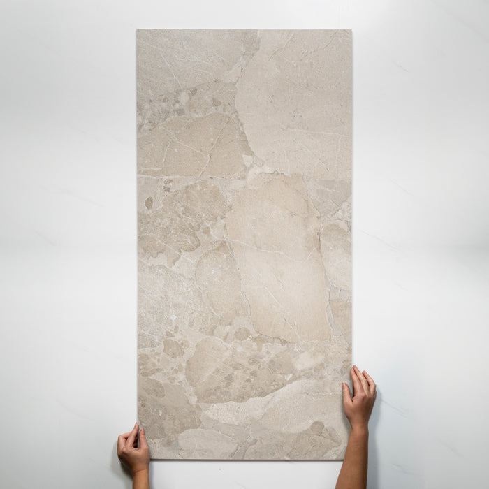 Single with Hand Roccia Greige External Porcelain Tile P4 600 x 1200mm MATSGRN3 - The Blue Space