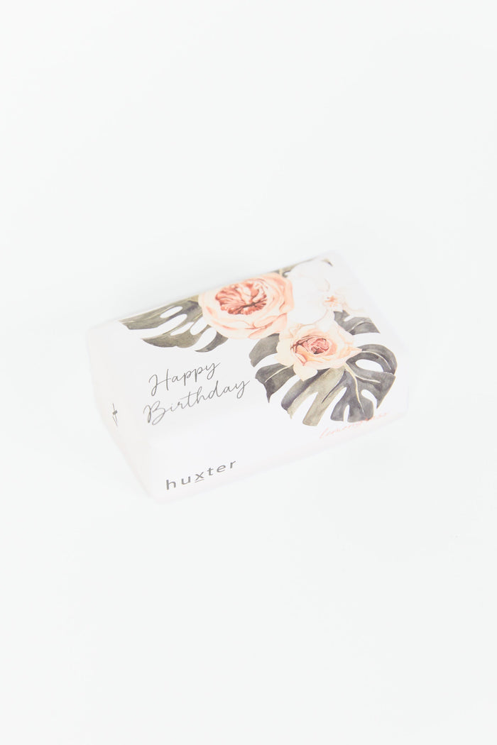 Rose + Leaves White Happy Birthday Soap
