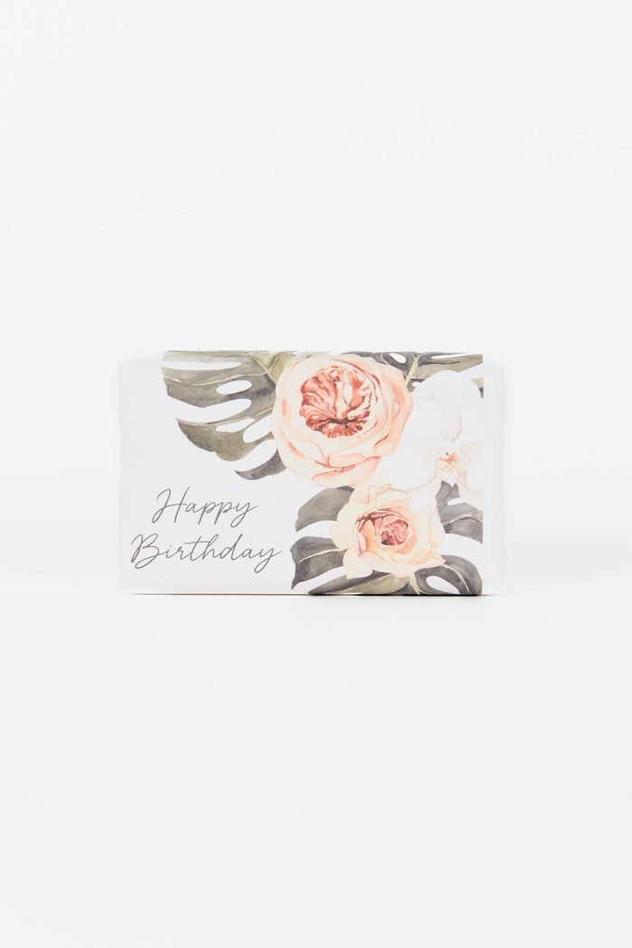 Rose + Leaves White Happy Birthday Soap