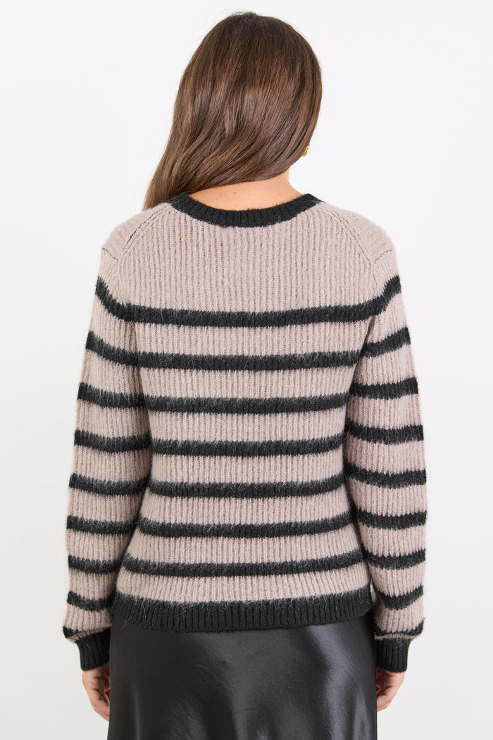 Routine Mushroom Stripe LS Striped Fluffy Knit Jumper