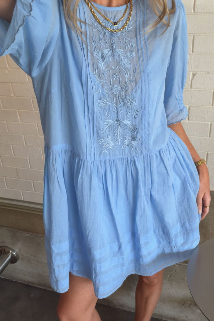 Ryder Baby Blue Mid Sleeve Mini Dress