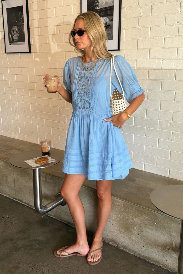 Ryder Baby Blue Mid Sleeve Mini Dress