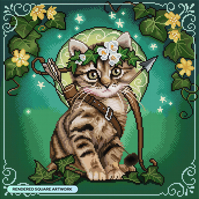 Diamond Painting Sagittarius Zodiac Kitten 17" x 17" (42.8cm x 42.8cm) / Square with 58 Colors including 1 AB and 1 Iridescent Diamond and 4 Fairy Dust Diamonds / 29,584