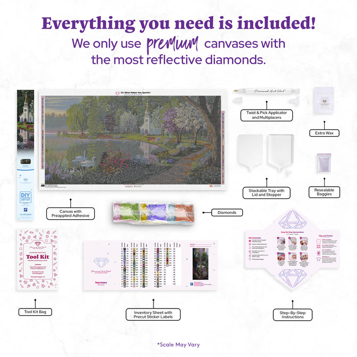 Diamond Painting Sanctuary 47.2" x 23.6" (119.7cm x 60cm) / Square With 76 Colors Including 3 ABs and 5 Fairy Dust Diamonds / 115,921