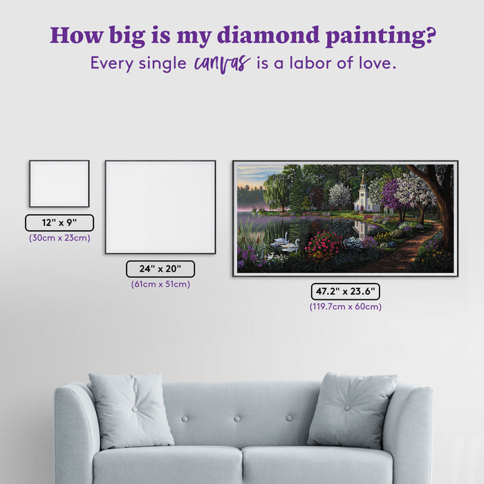 Diamond Painting Sanctuary 47.2" x 23.6" (119.7cm x 60cm) / Square With 76 Colors Including 3 ABs and 5 Fairy Dust Diamonds / 115,921