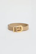 Sand Gold Buckle Leather Belt
