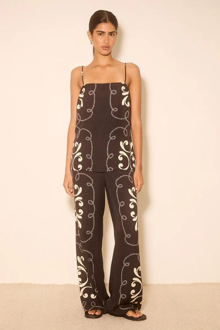 Savanna Black Contrast Print Strappy Top