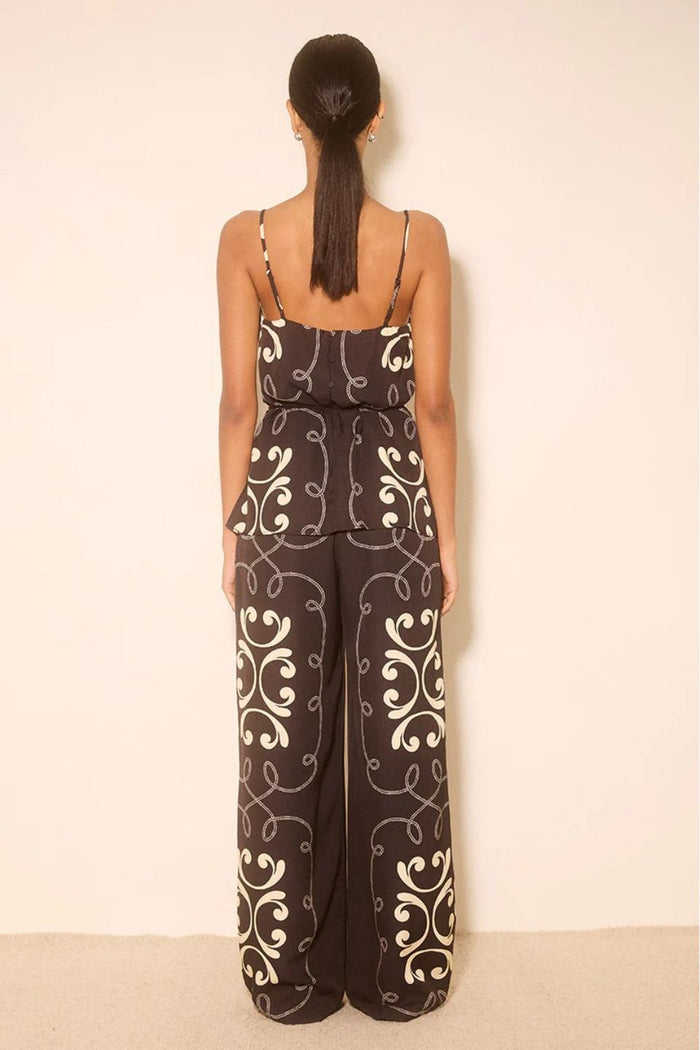 Savanna Black Contrast Print Strappy Top