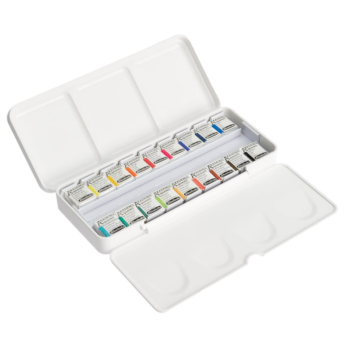 Schmincke Akademie Aquarell Set of 18 x 1/2 Pans with Brush Band