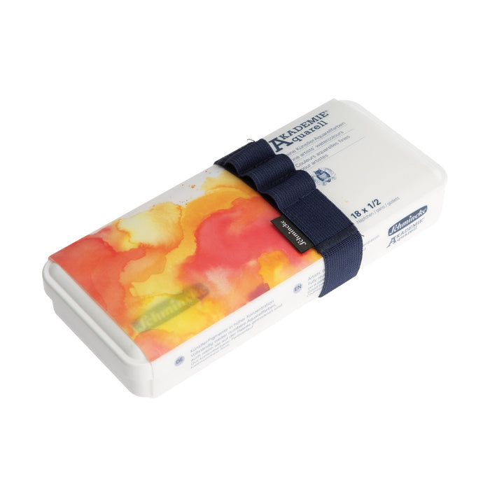 Schmincke Akademie Aquarell Set of 18 x 1/2 Pans with Brush Band