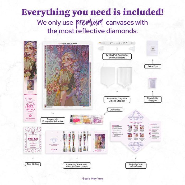 Diamond Painting Secret Path 22" x 31" (55.5cm x 78.7cm) / Round with 86 Colors including 3 ABs and 2 Fairy Dust Diamonds / 57,772