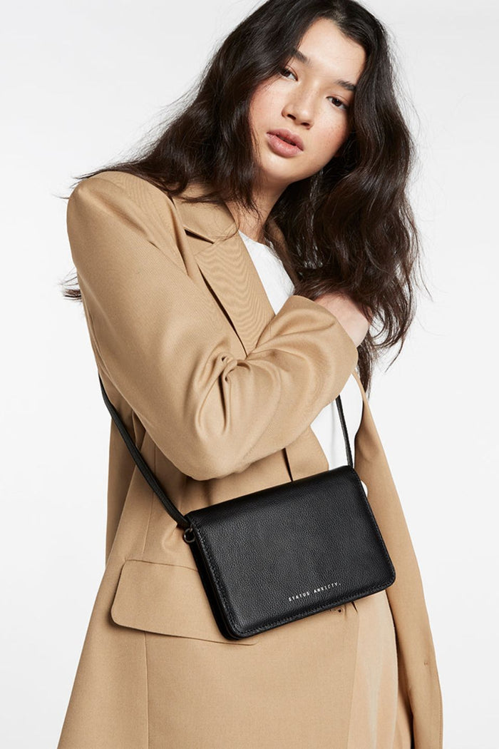 She Burns Black Leather Crossbody Bag ACC Bags - All, incl Phone Bags Status Anxiety