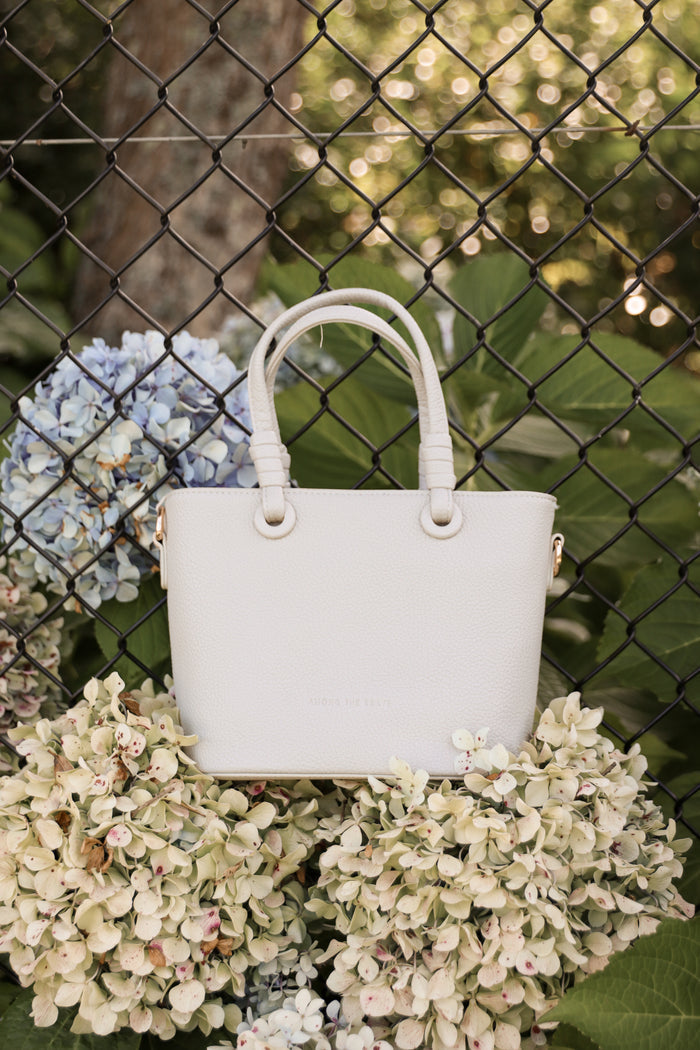 Siena Beige PU Leather Small Knot Top Handle Bag