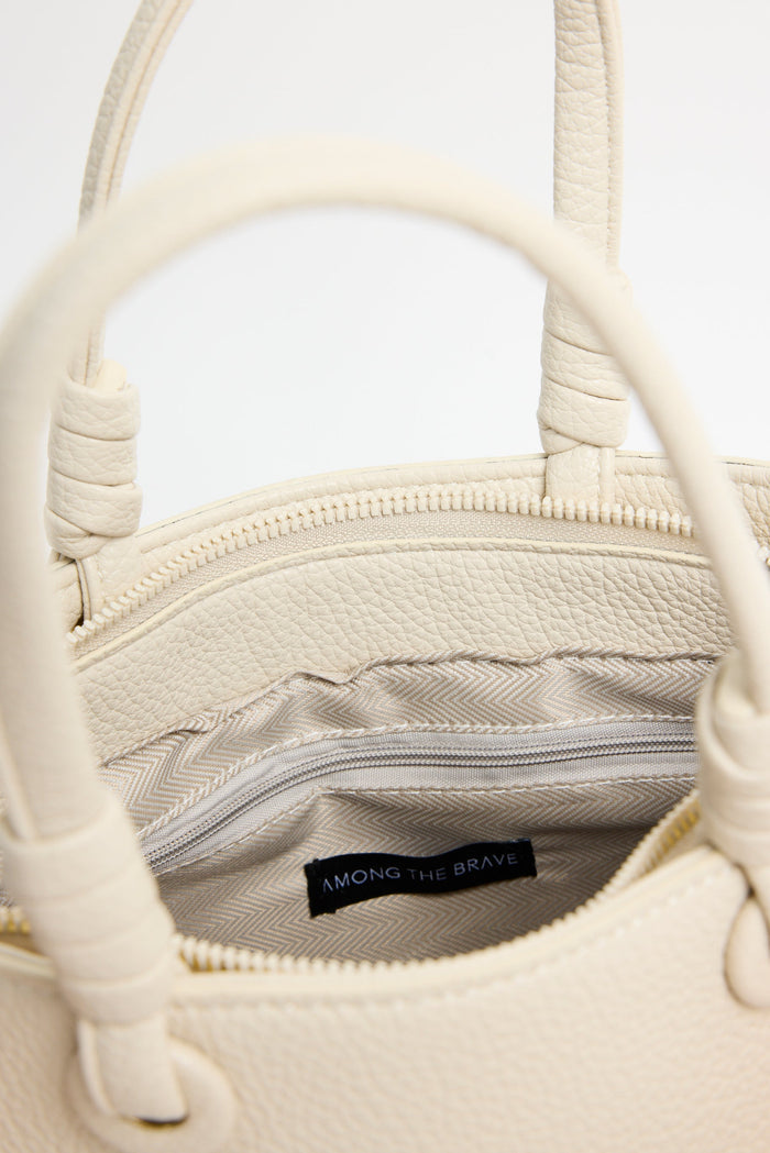 Siena Beige PU Leather Small Knot Top Handle Bag
