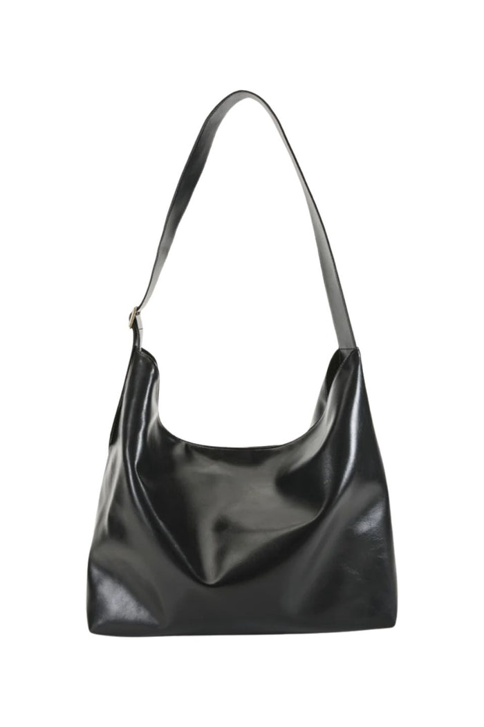 Sisa Black Shine Slouch Shoulder Bag