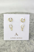 Gold huggie set earrings