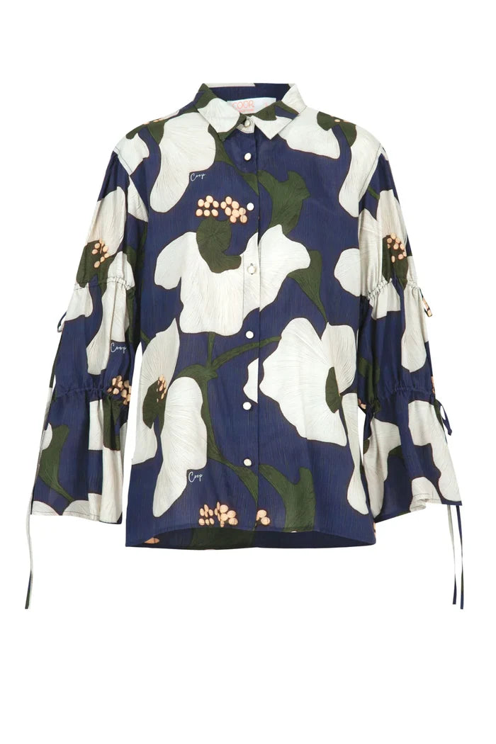 Floral patterned shirt on a white background