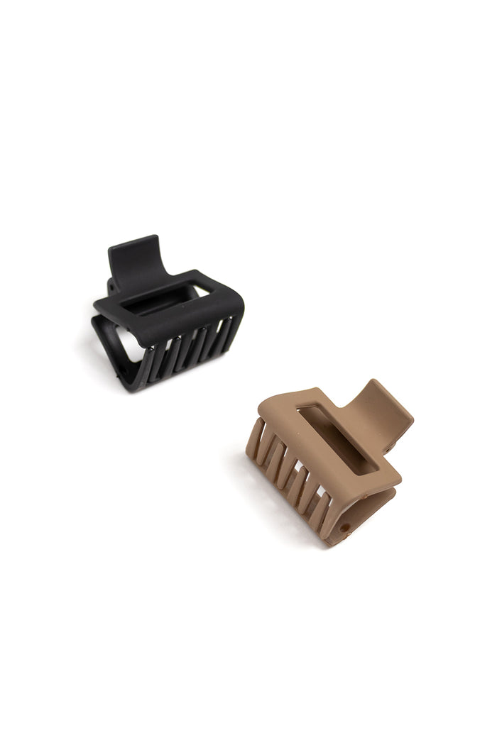 Small Brown Black 2 pc Matte Clip Set