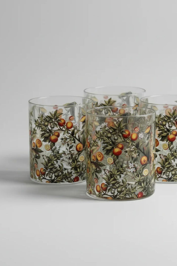 Sorrento Lemon Print Glass Tumbler 400ml Each