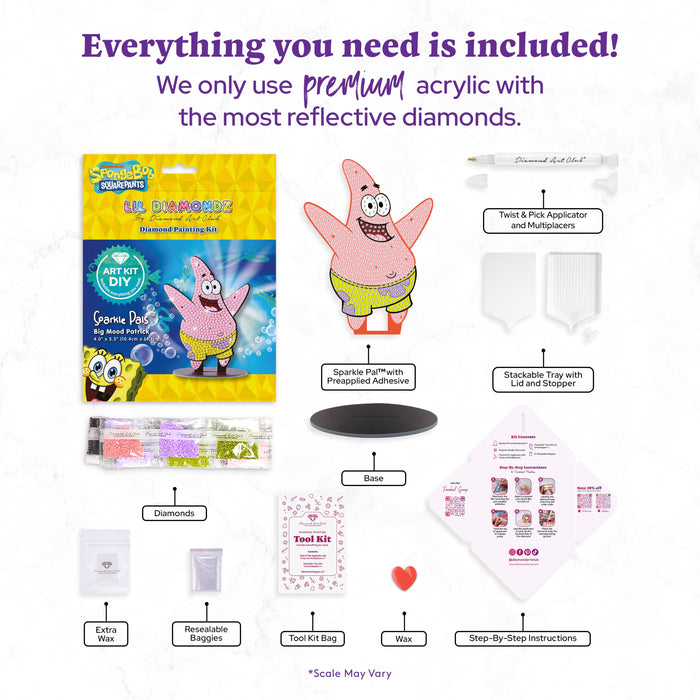 Diamond Painting Sparkle Pals™ - Big Mood Patrick 4.0" x 5.5" (10.4cm x 14.1cm) / Round with 6 Colors Including 2 ABs and 1 Fairy Dust Diamond / 565