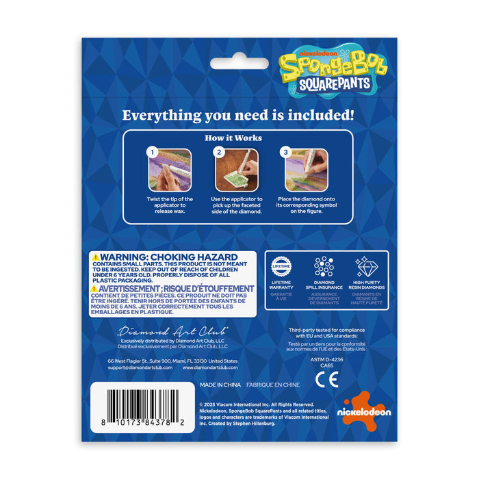 Diamond Painting Sparkle Pals™ - Classic SpongeBob 4.0" x 5.5" (10.4cm x 14.1cm) / Round with 8 Colors Including 1 AB and 1 Fairy Dust Diamond / 705