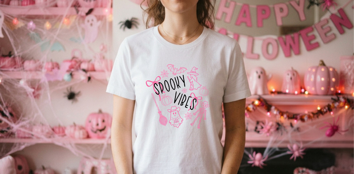 Spooky Vibes Pink Halloween T-Shirt