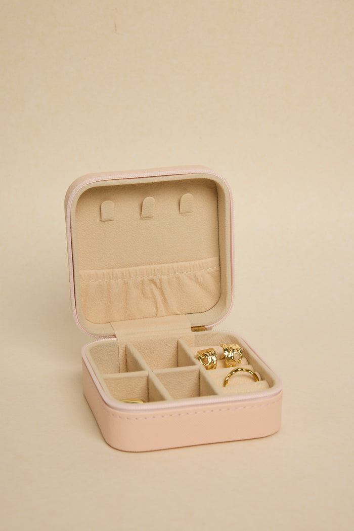 Square Pink Jewellery Travel Case