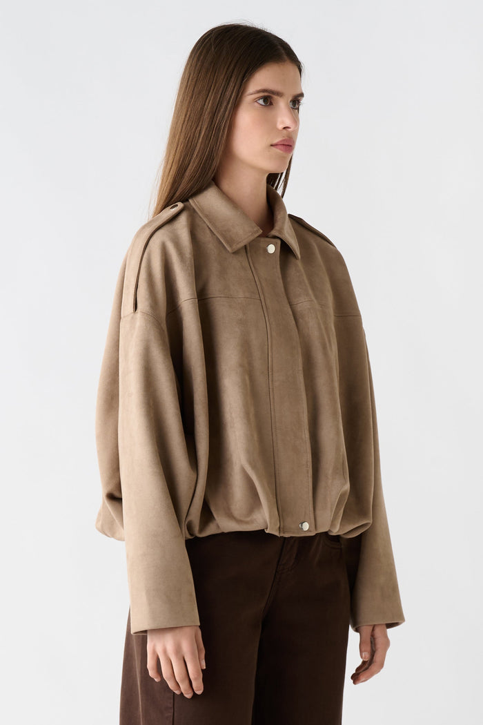 Stable Mushroom Lux Vegan Suede Bomber Jacket