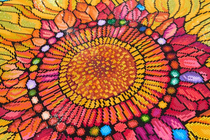 Diamond Painting Stained Glass Sunflower 41.3" x 27.6" (104.8cm x 69.9cm) / Square with 79 Colors including 2 ABs and 2 Iridescent Diamonds and 3 Fairy Dust Diamonds / 118,301