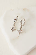 Stardust Pendant Rhodium Huggie Earrings