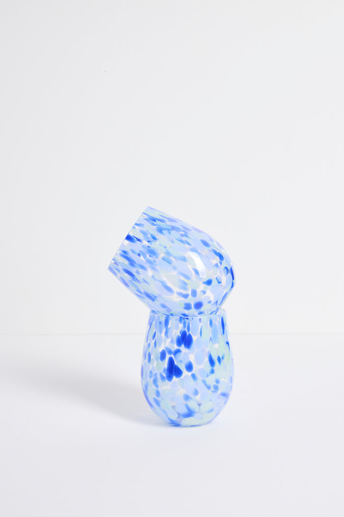 blue and green spotted glass
