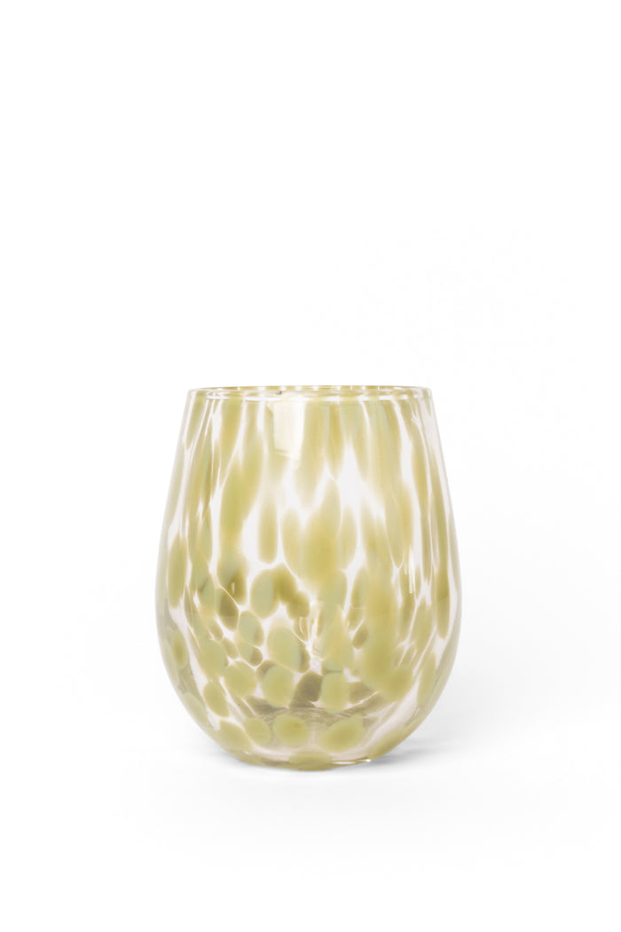 Stemless Olive Splatter Wine Glass