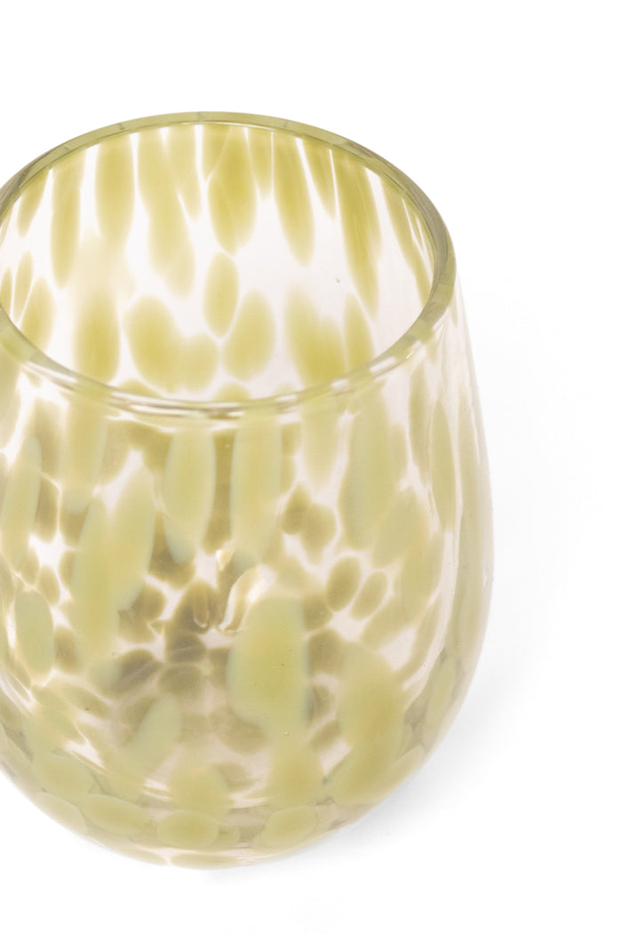 Stemless Olive Splatter Wine Glass