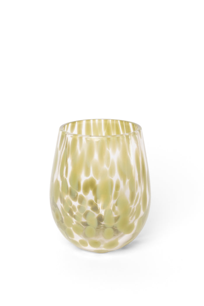 Stemless Olive Splatter Wine Glass