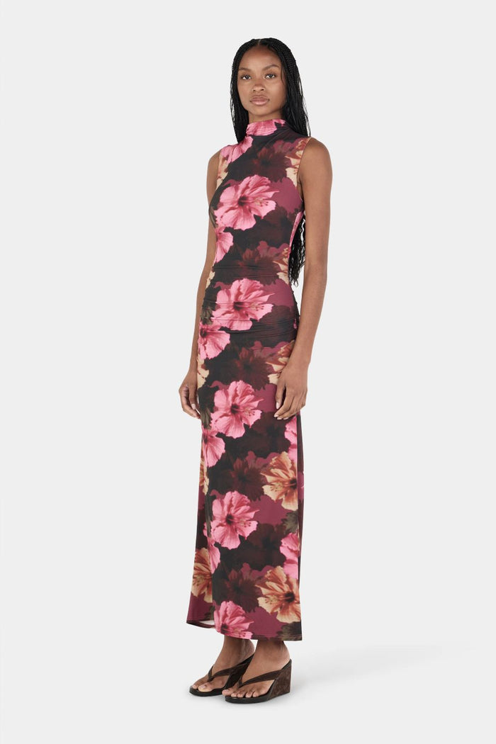 Steph Winter Hibiscus Sleeveless Midi Dress