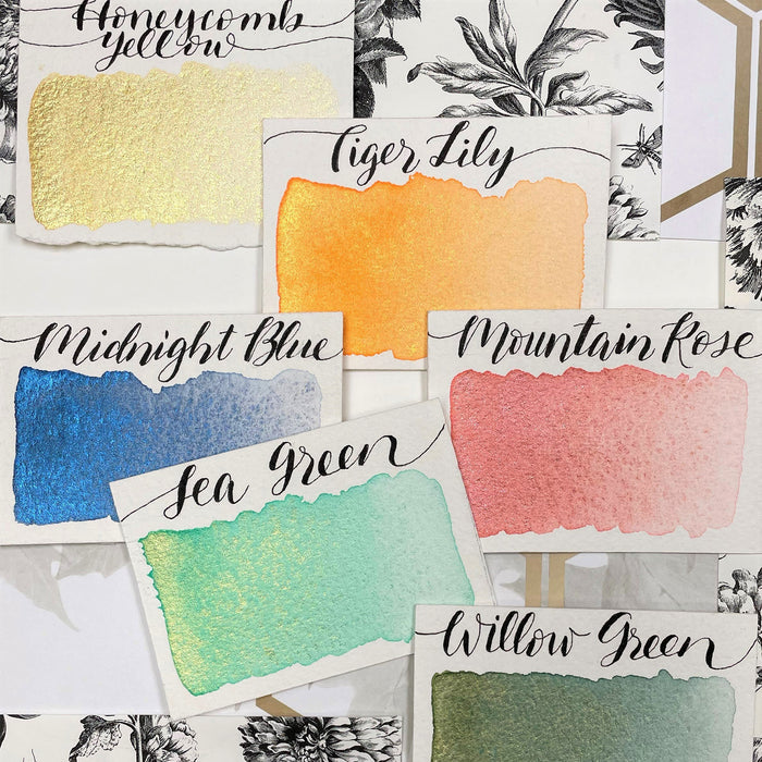 Stoneground Watercolour Half Pan Set of 6 - Pearlescent Sea To Sky Palette