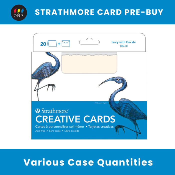 Strathmore Ivory with Deckle Cards 5" x 6 7/8" - Case of 400 Cards (Pre-Buy)