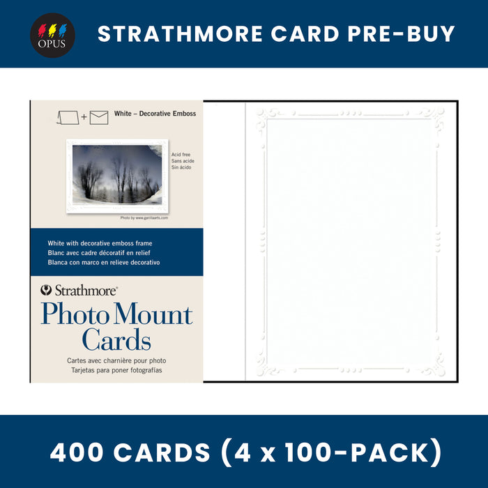 Strathmore Photo Mount Decorative Embossed Border Cards 5" x 6 7/8" - Case of 400 Cards (Pre-Buy)