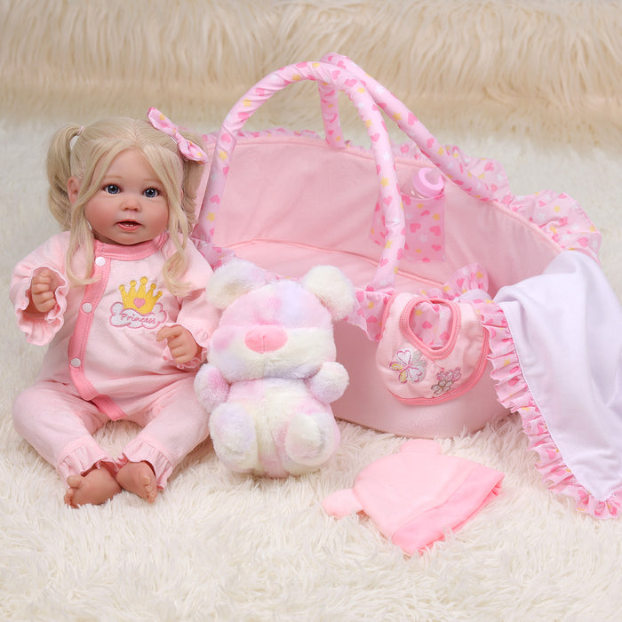 [Suitable for 17-22'' Dolls] Babeside Reborn Baby Essentials-8pcs Set Pink Flower Lovely