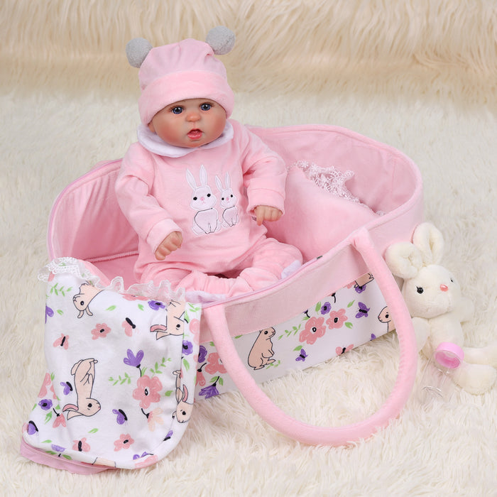 [Suitable for 17-22'' Dolls] Babeside Reborn Baby Essentials-8pcs Set Pink Rabbit