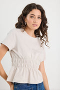 Svelte Stone Shirred Detail SS Tee