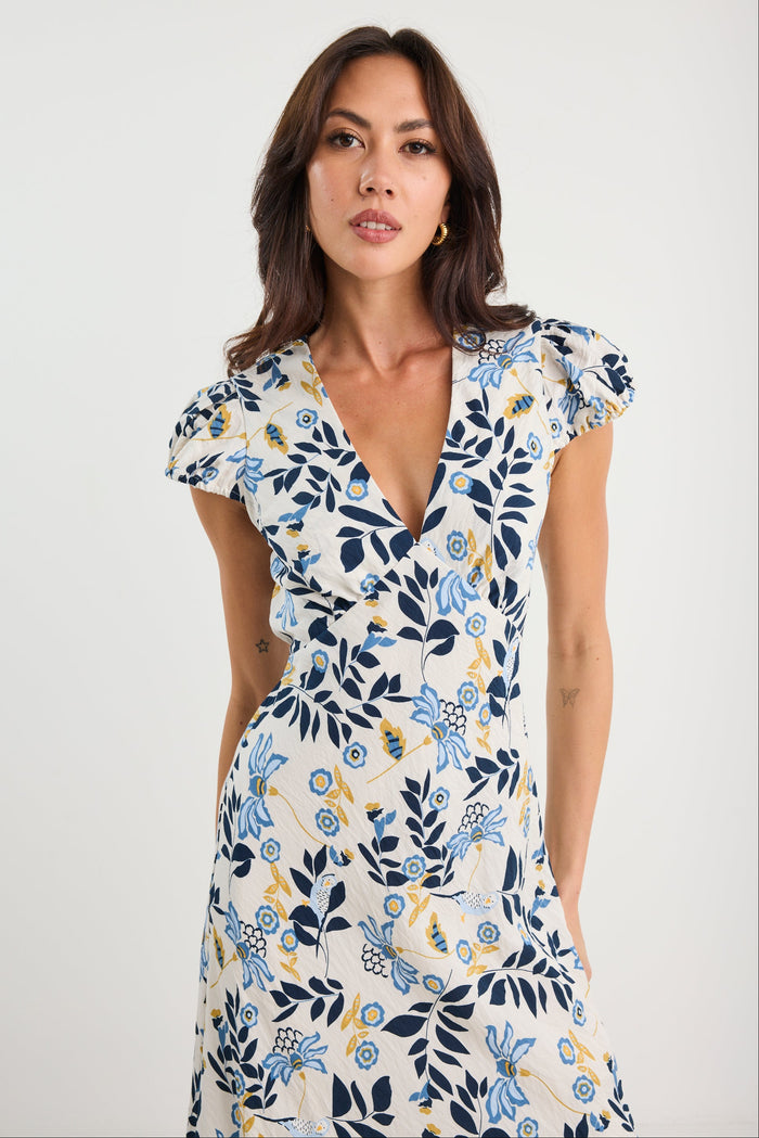 Sweetie Floral Prairie Cap Sleeve Bias Maxi Dress