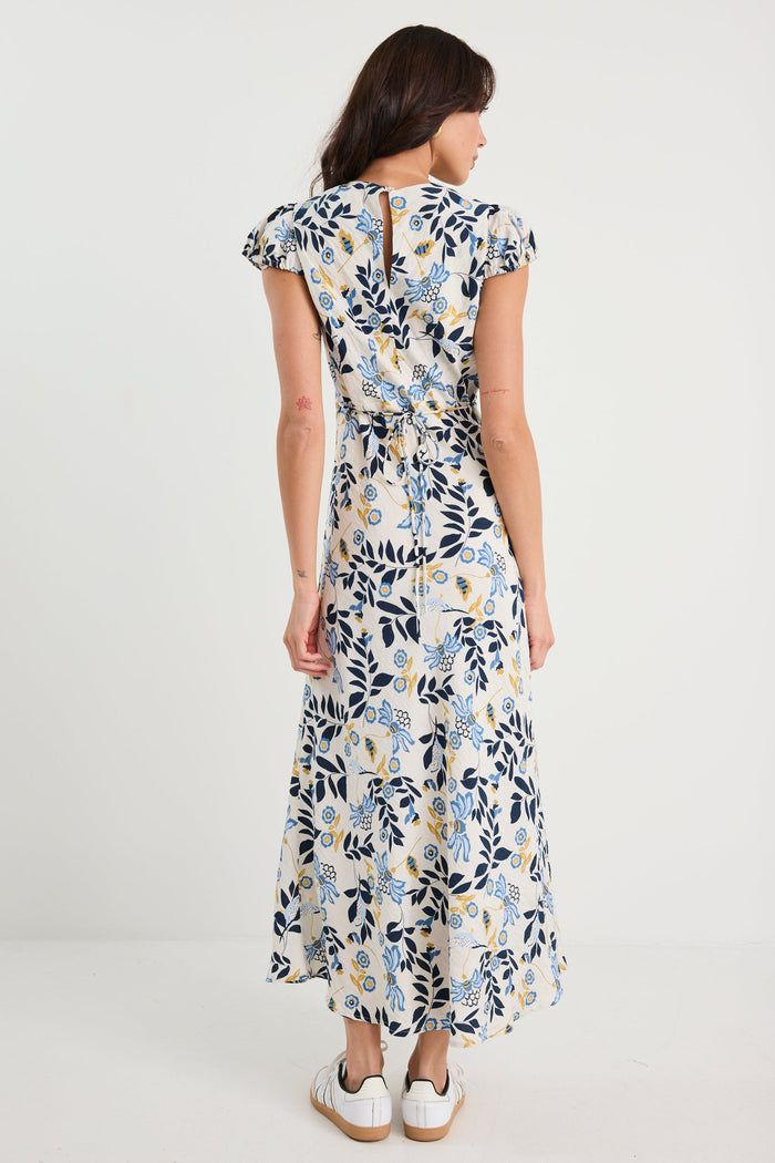 Sweetie Floral Prairie Cap Sleeve Bias Maxi Dress