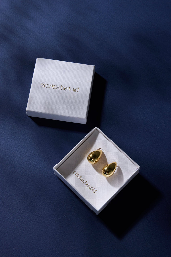 Tear Drop 14k Gold Plate Stud Earring